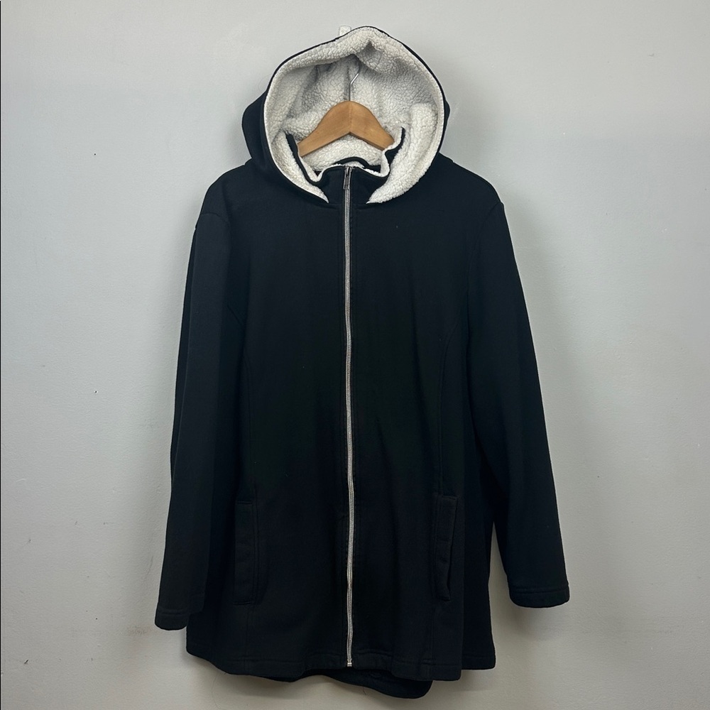 Ava & Viv Black Hooded Zip Up Sweater Jacket Sz 2X